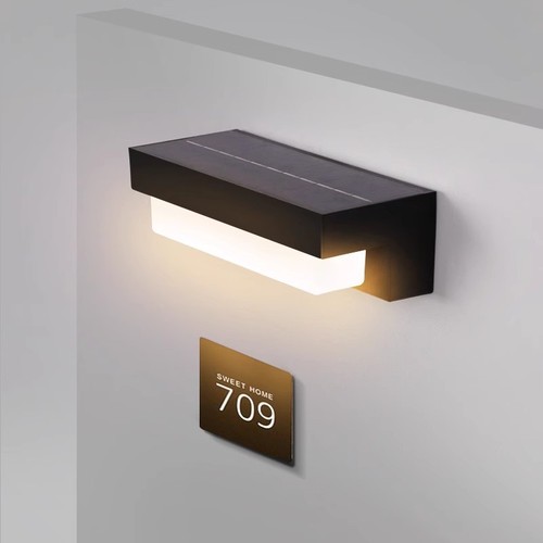 Solcelle sensor CCT væglampe - 3 lyskulører, sort, firkantet, skumringssensor, IP54