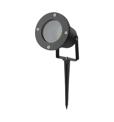 GU10 havelampe med spyd - aluminium hus, sort, IP65