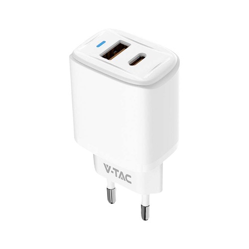 20W Opladeradapter - 1 PD+1 QC port, hvid