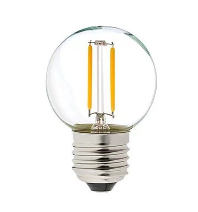 2W LED kronepære - G40, kultråd, klart glas, E27