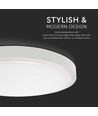 24W LED sensorlampe - Ø29,5cm, IP44, hvid kant, 3000K, indbygget mikrobølgesensor