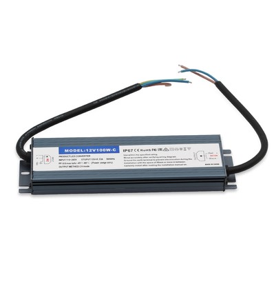 100W strømforsyning - 12V DC, 8,3A, IP67 vandtæt