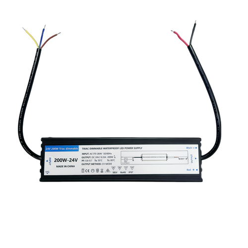 200W / 24V DC dæmpbar strømforsyning - 8.33A, IP67, Triac