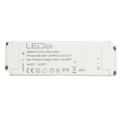 60W / 24V DC Zigbee strømforsyning - 2,5A, IP20 indendørs, Hue kompatibel