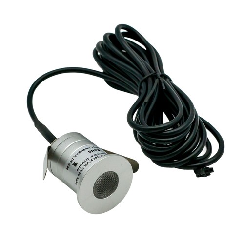Sauna downlight - 24V DC, RA93, 1,1W, 3m ledning, Hul: Ø3 cm, Mål: Ø3,5 cm