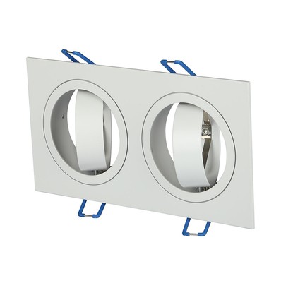 Dobbelt GU10 indbygningsspot, hvid - IP54, aluminium, hul: 155x75 mm, mål: 173x91 mm, uden lyskilde