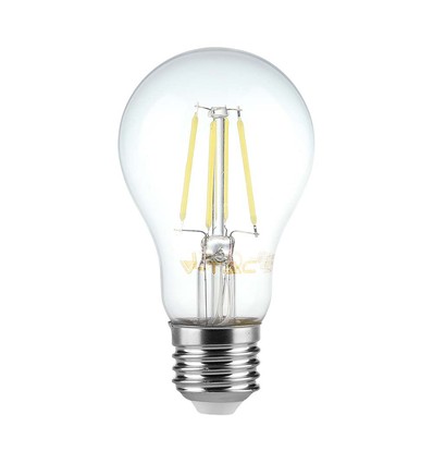 E27 6W LED filament pære - A60, klart glas, 600lm, 3000K