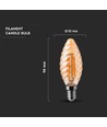 E14 4W LED filament kertepære - Twist, amber glas, 2200K, 350lm