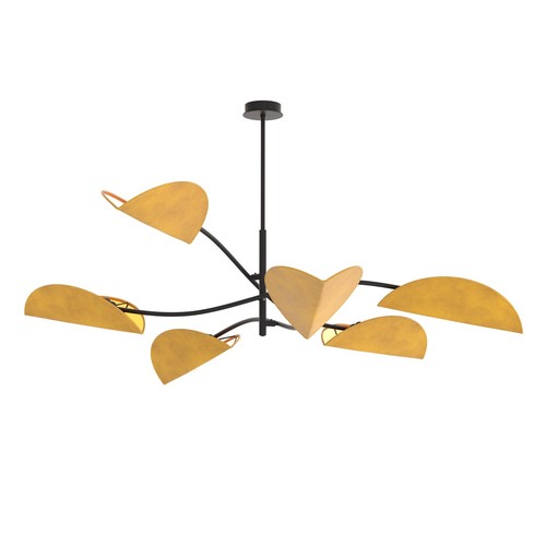 Lotus 6 Sort/Gullig-orange loftslampe - E14, 230V, uden lyskilde