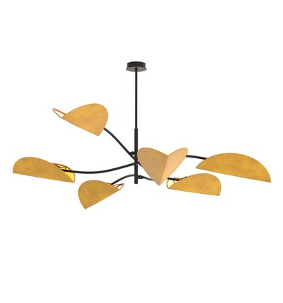 Lotus 6 Sort/Gullig-orange loftslampe - E14, 230V, uden lyskilde