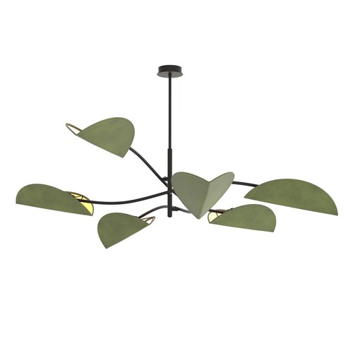 Lotus 6 Sort/Grøn loftslampe - E14, 230V, uden lyskilde