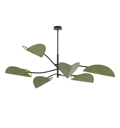 Lotus 6 Sort/Grøn loftslampe - E14, 230V, uden lyskilde