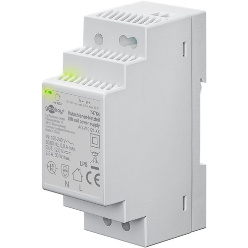 12V 30W DIN skinne strømforsyning - 12V DC, 2,5A