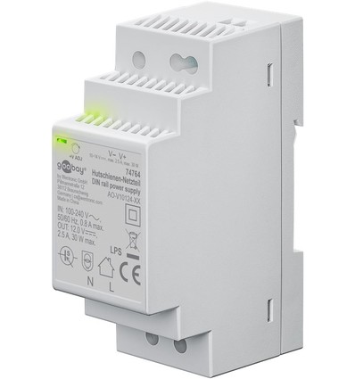 12V 30W DIN skinne strømforsyning - 12V DC, 2,5A