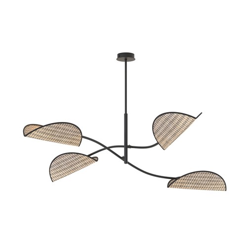 Lotus 4 Sort/Naturlig loftslampe - E14, 230V, uden lyskilde
