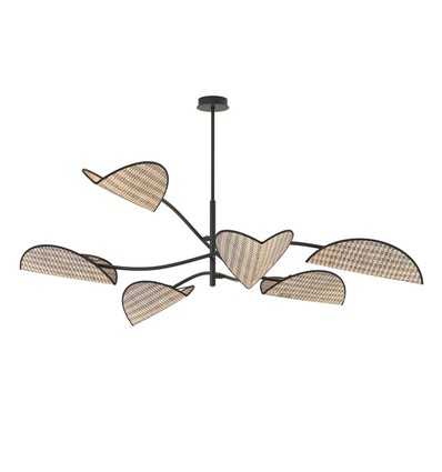 Lotus 6 Sort/Naturlig loftslampe - E14, 230V, uden lyskilde