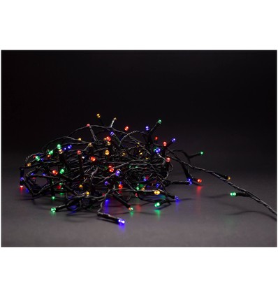 5 m. multicolor LED julelyskæde - 50 LED, IP44 udendørs, IR fjernbetjening, timer, batteri