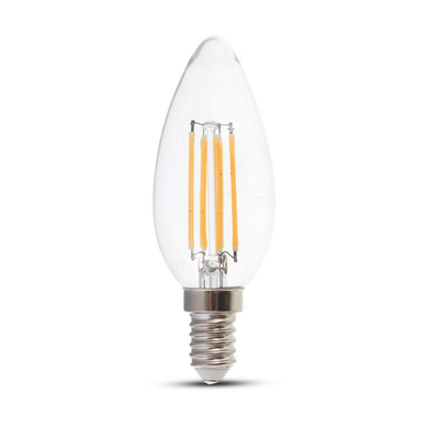 Se V-Tac 4W LED kertepære - Kultråd, varm hvid, E14 - Dæmpbar : Dæmpbar, Kulør : Varm hos LEDProff DK