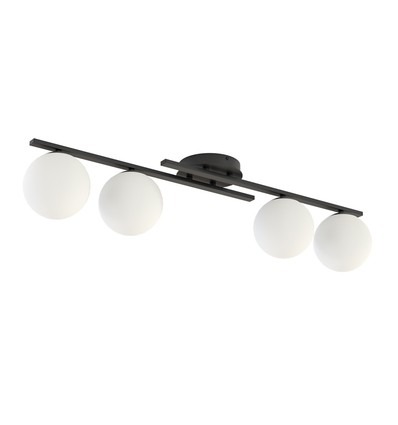 Kairo 4 Sort/Opal loftslampe - Ø14 cm, E14, 230V, uden lyskilde