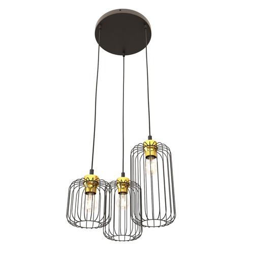 Vander 3PREM Sort/Guld pendellampe - Ø16 cm, E27, 230V, uden lyskilde