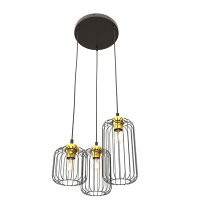 Vander 3PREM Sort/Guld pendellampe - Ø16 cm, E27, 230V, uden lyskilde