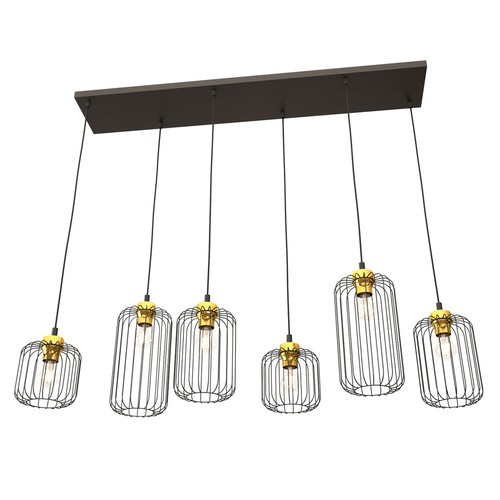 Vander 6 Sort/Guld pendellampe - Ø16 cm, E27, 230V, uden lyskilde