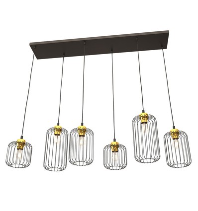 Vander 6 Sort/Guld pendellampe - Ø16 cm, E27, 230V, uden lyskilde