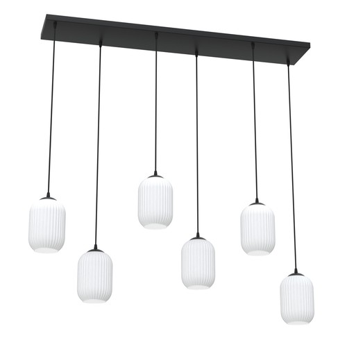 Verdi 6 Sort/Opal pendellampe - Ø15 cm, E27, 230V, uden lyskilde