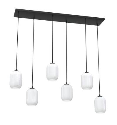 Verdi 6 Sort/Opal pendellampe - Ø15 cm, E27, 230V, uden lyskilde
