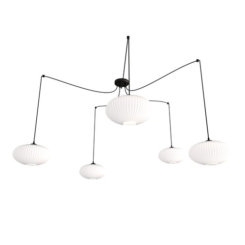 Origo 5 Sort/Opal pendellampe - Ø30 cm, E27, 230V, uden lyskilde
