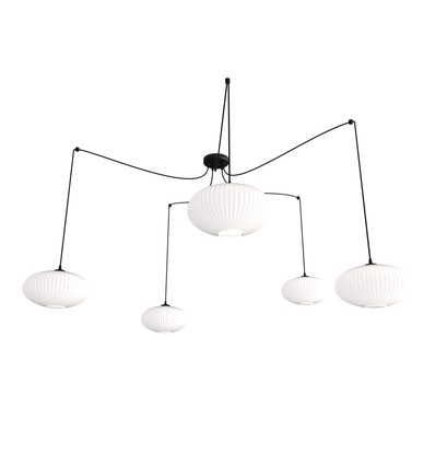 Origo 5 Sort/Opal pendellampe - Ø30 cm, E27, 230V, uden lyskilde