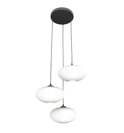 Coco 3 Sort Prem Opal pendellampe - Ø30 cm, E27, 230V, uden lyskilde
