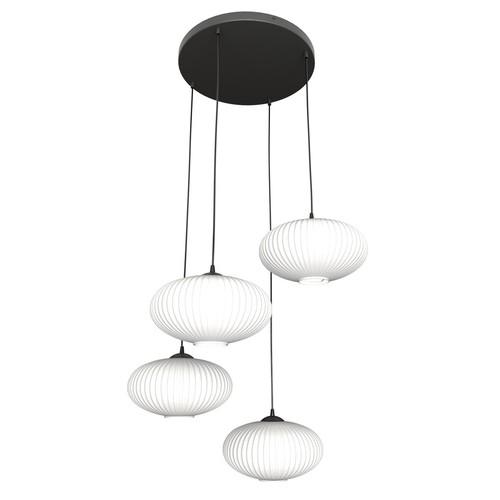 Coco 4 Sort Prem Opal pendellampe - Ø30 cm, E27, 230V, uden lyskilde