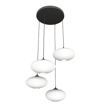 Coco 4 Sort Prem Opal pendellampe - Ø30 cm, E27, 230V, uden lyskilde
