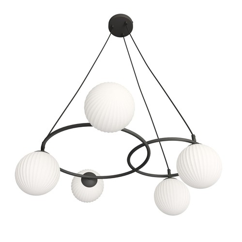 Libra 5 Sort/Opal pendellampe - Ø15 cm, E14, 230V, uden lyskilde
