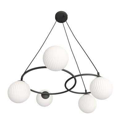 Libra 5 Sort/Opal pendellampe - Ø15 cm, E14, 230V, uden lyskilde