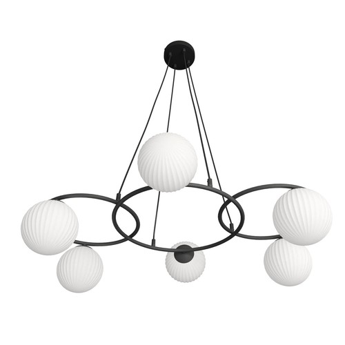 Libra 6 Sort/Opal pendellampe - Ø15 cm, E14, 230V, uden lyskilde