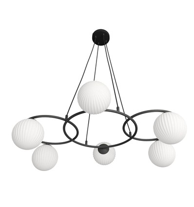 Libra 6 Sort/Opal pendellampe - Ø15 cm, E14, 230V, uden lyskilde