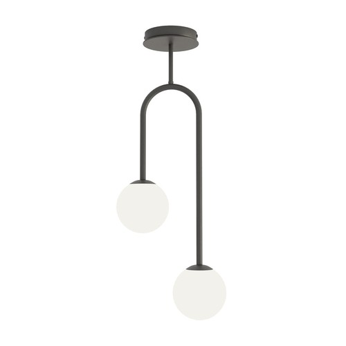 Atria 2 Sort/Opal pendellampe - Ø15 cm, E14, 230V, uden lyskilde