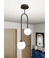 Atria 2 Sort/Opal pendellampe - Ø15 cm, E14, 230V, uden lyskilde