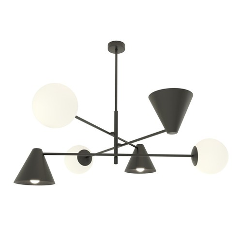 Hermes 6 Sort lysekrone - Ø15 cm, E14, 230V, uden lyskilde