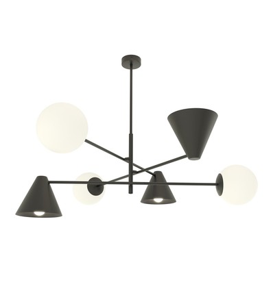 Hermes 6 Sort lysekrone - Ø15 cm, E14, 230V, uden lyskilde