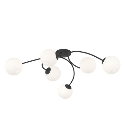 Vibra 6 Sort/Opal loftslampe - Ø15 cm, E14, 230V, uden lyskilde