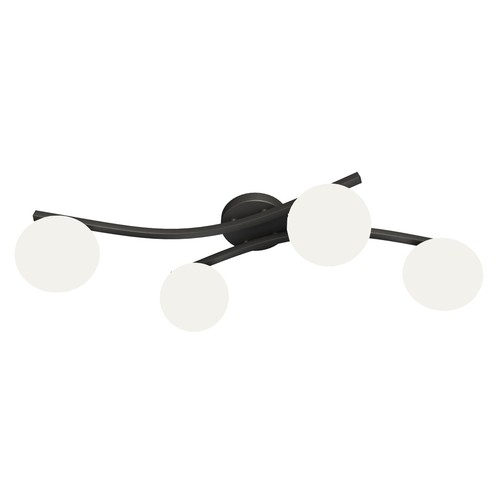 Opus 4 Sort/Opal loftslampe - Ø15 cm, E14, 230V, uden lyskilde