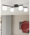 Opus 4 Sort/Opal loftslampe - Ø15 cm, E14, 230V, uden lyskilde