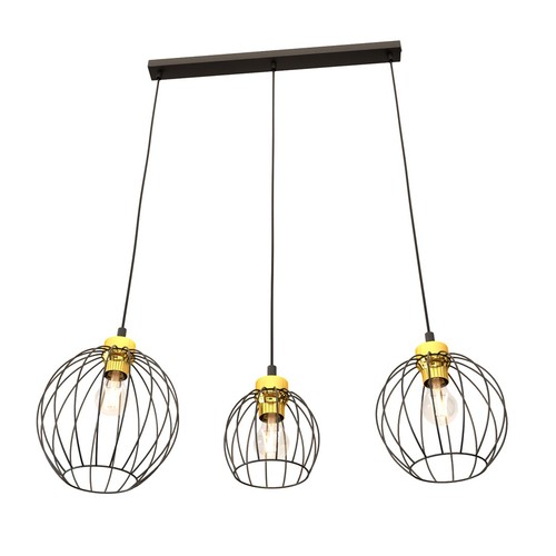 Nando 3 Sort/Guld pendellampe - Ø24 cm, E27, 230V, uden lyskilde