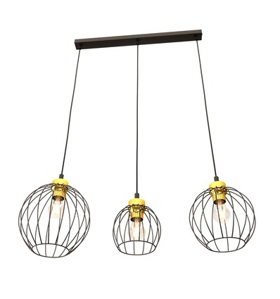 Nando 3 Sort/Guld pendellampe - Ø24 cm, E27, 230V, uden lyskilde