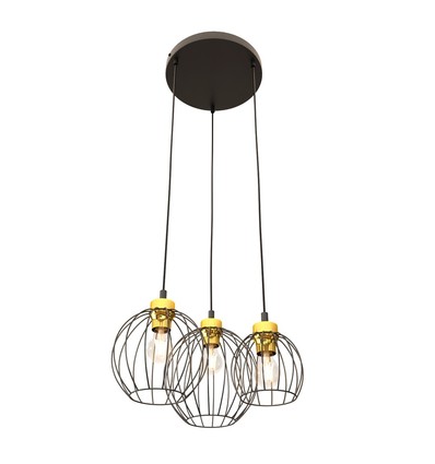 Nando 3PREM Sort/Guld pendellampe - Ø24 cm, E27, 230V, uden lyskilde