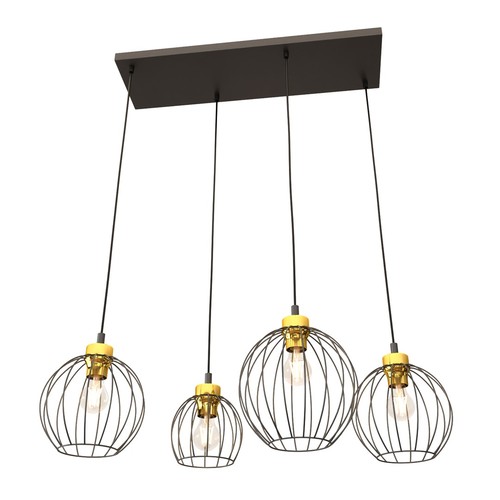 Nando 4 Sort/Guld pendellampe - Ø24 cm, E27, 230V, uden lyskilde