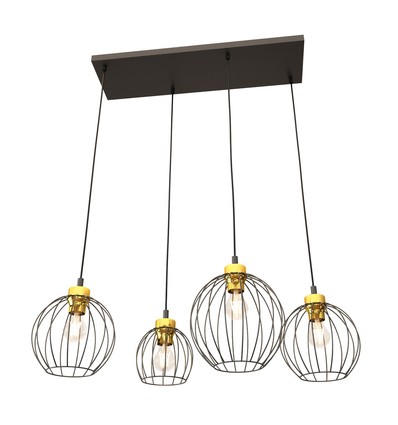 Nando 4 Sort/Guld pendellampe - Ø24 cm, E27, 230V, uden lyskilde